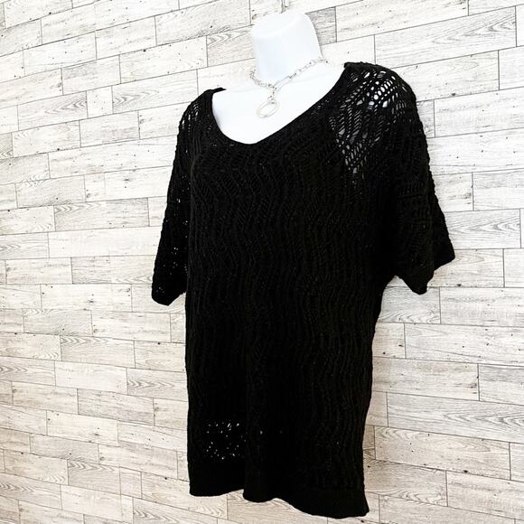 DANA BUCHMAN Metallic Knit Short Sleeve Sweater + Attached Tank, M, NWT! - Picture 4 of 10